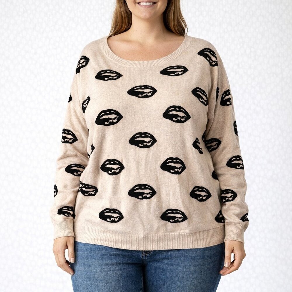 Torrid Kiss Lips Print Sweater Sz 2X